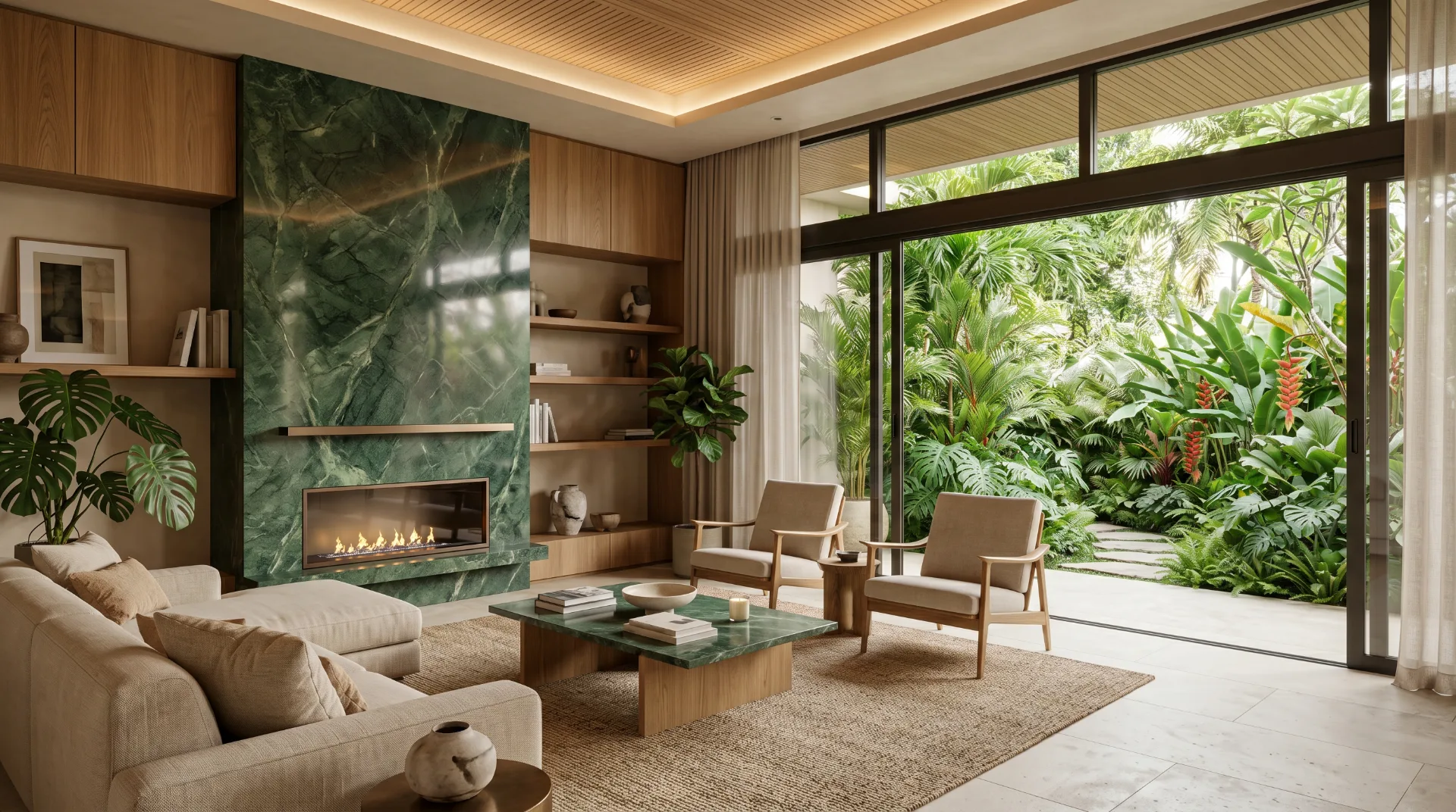 Luxury tropical villa render used to illustrate how mood boards become realistic architectural visualization