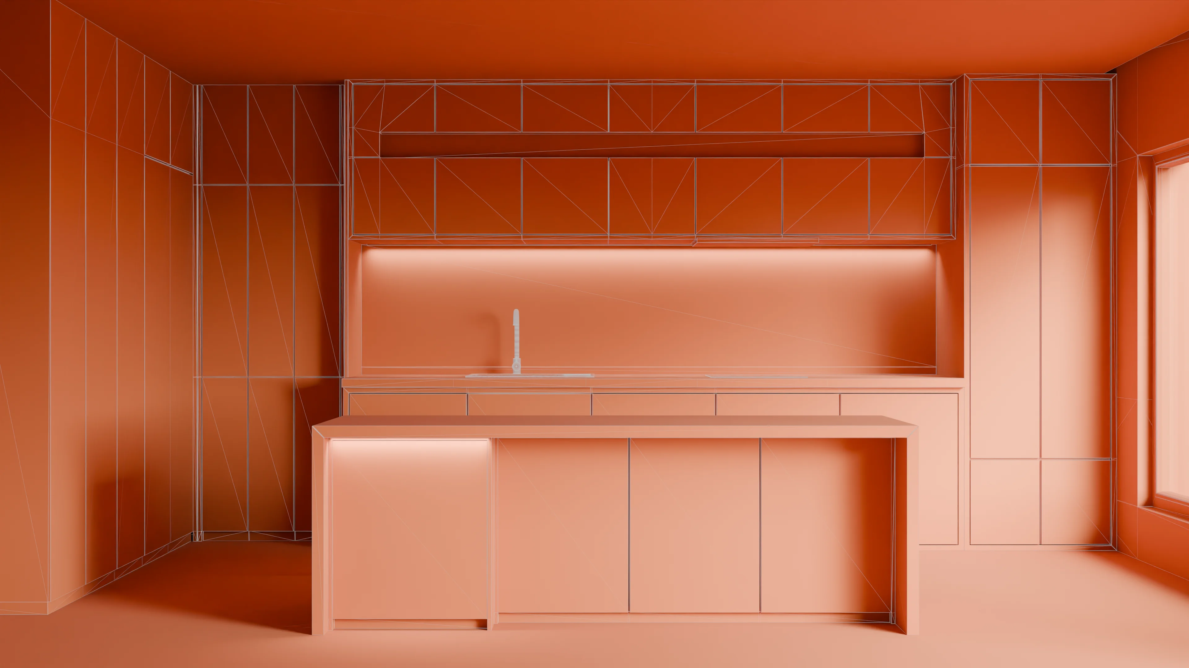 Clay render breakdown image for 3D artists showing clean forms and soft shadows
