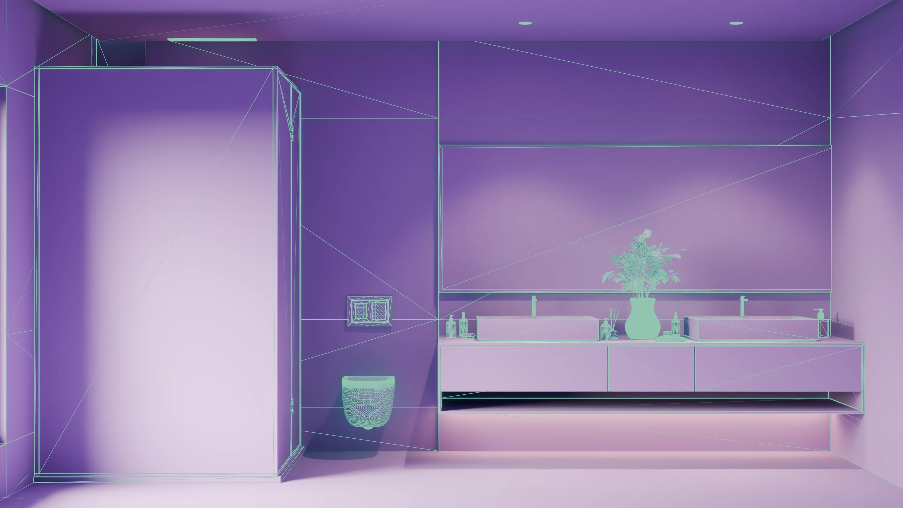 Clay render for architectural visualization and 3D portfolio content with simplified surfaces